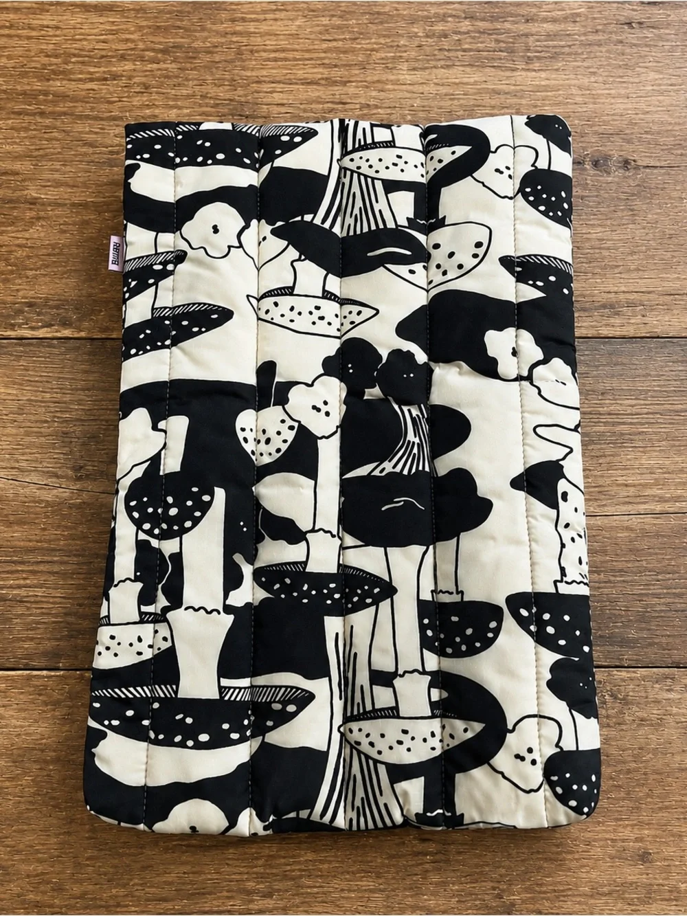 BAGGU Puffy Laptop Sleeve Black White Mushroom Print 14” Cottagecore